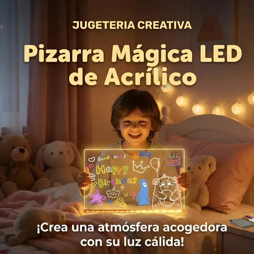 Pizarra Acrílica LED Neón con 7 Marcadores + Cargador | Revea